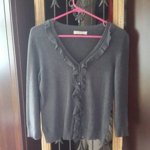 G H Bass & Co Ruffle Trim Cardigan Sweater